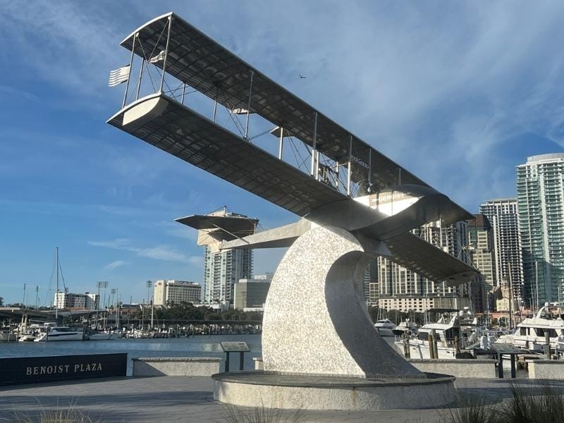 The guild to Pinellas county Florida has in it St. Pete Pier commemorates first commercial flight