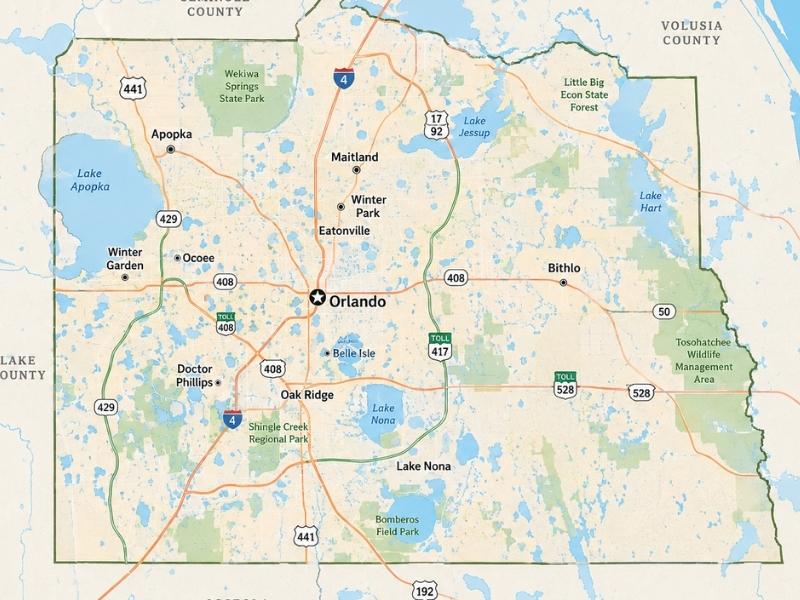 map of Orange County Florida to find places to go and things to do in Orange county Florida